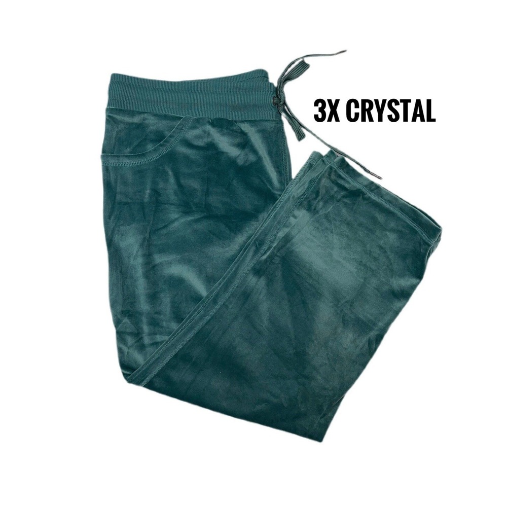3x Lularoe Crystal Kick Flare Crop Pants Teal Velour Fits 24/26
